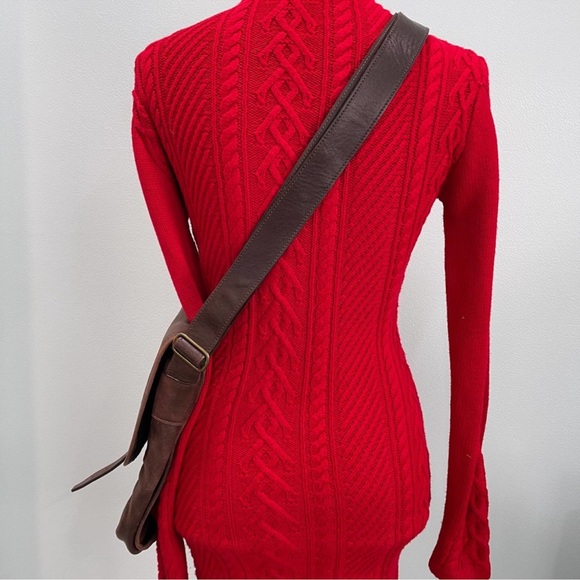 Red Long Cableknit Tunic Long Sweater - Picture 7 of 7